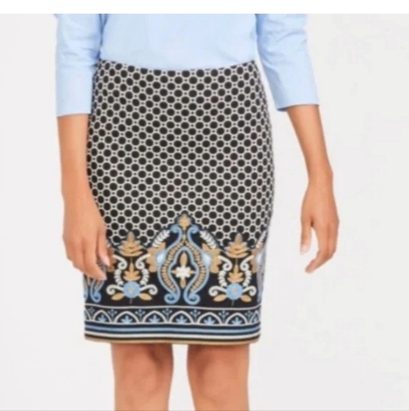 J. Mclaughlin Bees Nest Embroidered Pencil Skirt Womens 10 Career Office Strechy - Picture 1 of 7